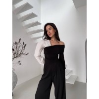 Женская комбинированная кофта черно-белого цвета 32429