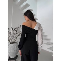 Женская комбинированная кофта черно-белого цвета 32429