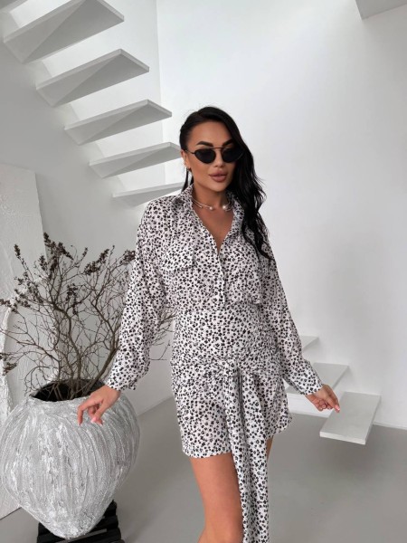 Женский костюм (рубашка+юбка) молочного цвета 32433