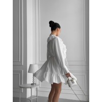 Легка сукня клеш із воланами молочного кольору 32436