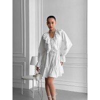 Легка сукня клеш із воланами молочного кольору 32436