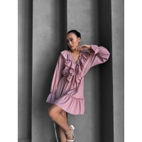 Легка сукня клеш із воланами рожевого кольору 32437