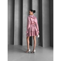 Легка сукня клеш із воланами рожевого кольору 32437