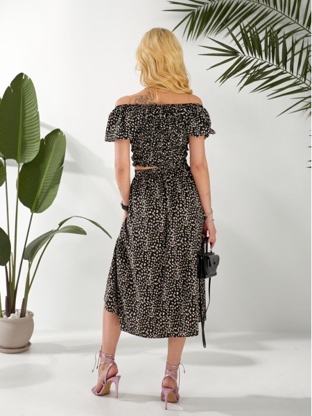 Жіночий костюм (топ+спідниця) чорного кольору 32452