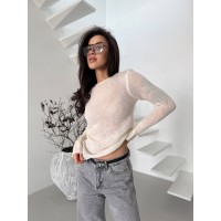 Легка кофта-павутинка з рукавом молочного кольору 32456