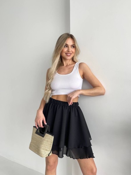 Повітряна спідниця міні чорного кольору 32457