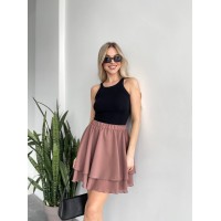 Повітряна спідниця міні кавового кольору 32458