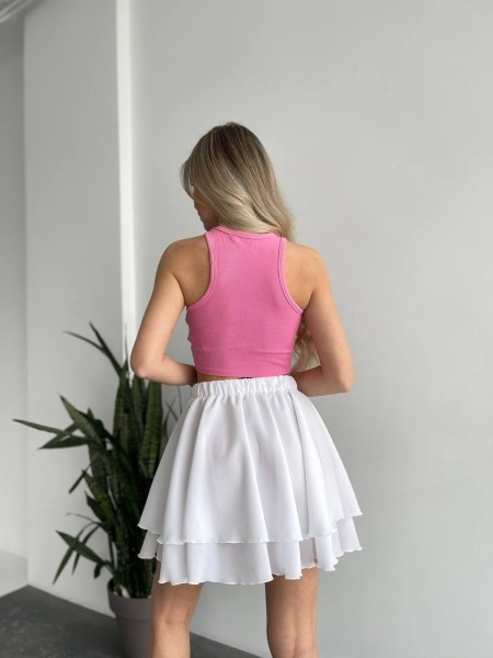 Повітряна спідниця міні молочного кольору 32459