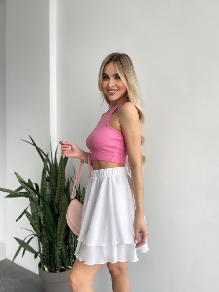 Повітряна спідниця міні молочного кольору 32459