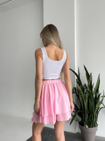 Повітряна спідниця міні рожевого кольору 32460