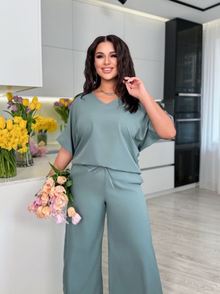 Легкий костюм брючний м'ятного кольору 32468