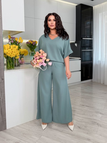 Легкий костюм брючний м'ятного кольору 32468