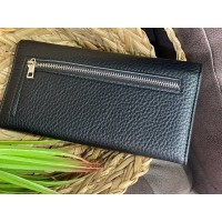 Жіночий базовий гаманець з гладкою еко-шкіри чорного кольору 32484