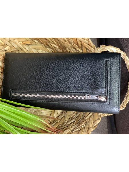 Жіночий гаманець з гладкою еко-шкіри чорного кольору 32485