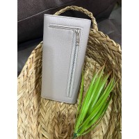 Жіночий гаманець з пористої еко-шкіри сiрого кольору 32488