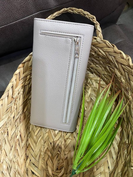 Жіночий гаманець з пористої еко-шкіри сiрого кольору 32488