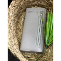 Жіночий гаманець з пористої еко-шкіри сiрого кольору 32488