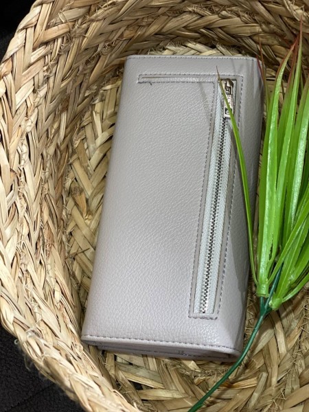 Жіночий гаманець з пористої еко-шкіри сiрого кольору 32488