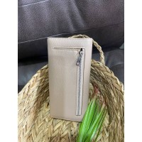 Жіночий гаманець з гладкою еко-шкіри бежевого кольору 32489