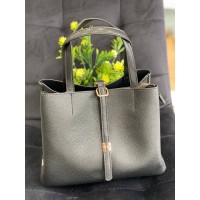 Жіноча брутальна сумка шопер із еко-шкіри чорного кольору 32495