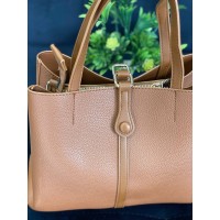 Жіноча брутальна сумка шопер із еко-шкіри коричневого кольору 32497