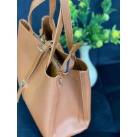 Жіноча брутальна сумка шопер із еко-шкіри коричневого кольору 32497