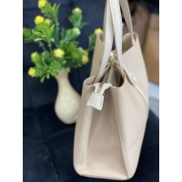 Жіноча брутальна сумка шопер із еко-шкіри бежевого кольору 32498