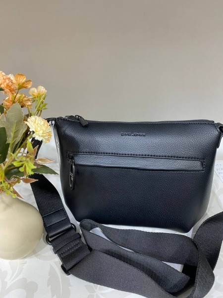 Жіноча базова сумка через плече з еко-шкіри чорного кольору 32514