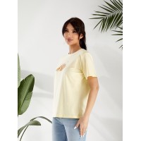 Базовая женская футболка с рисунком желтого цвета 32523