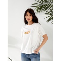 Базова жіноча футболка з малюнком бiлого кольору 32524