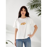 Базова жіноча футболка з малюнком бiлого кольору 32524