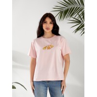 Базова жіноча футболка з малюнком рожевого кольору 32525