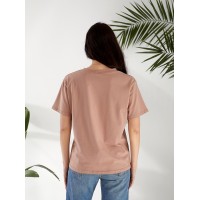 Базова жіноча футболка з малюнком кавового кольору 32526