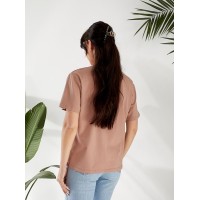 Базова жіноча футболка з написом кавового кольору 32527