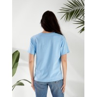 Базова жіноча футболка з написом блакитного кольору 32529