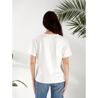 Базова жіноча футболка з написом бiлого кольору 32530