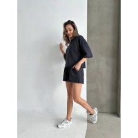 Повсякденний жіночий костюм із шортами графітового кольору 32535