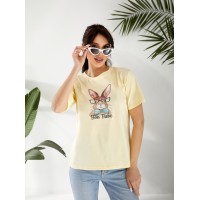 Базова жіноча футболка з малюнком жовтого кольору 32548