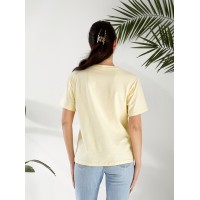 Базова жіноча футболка з малюнком жовтого кольору 32548