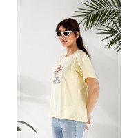 Базова жіноча футболка з малюнком жовтого кольору 32548