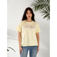 Жіноча футболка з малюнком жовтого кольору 32549