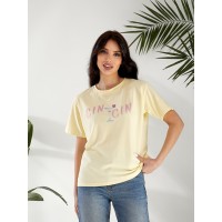 Жіноча футболка з малюнком жовтого кольору 32549
