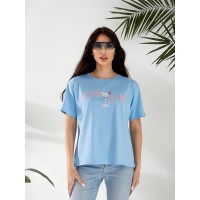 Женская футболка с рисунком голубого цвета 32551