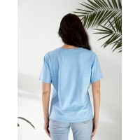 Женская футболка с рисунком голубого цвета 32551