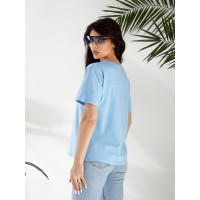 Женская футболка с рисунком голубого цвета 32551