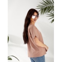 Жіноча футболка з малюнком кавового кольору 32552