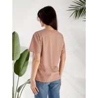 Жіноча футболка з малюнком кавового кольору 32552