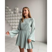 Легкое платье мини с открытой спинкой мятного цвета 32556