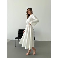 Легка сукня міді з відкритою спинкою молочного кольору 32558