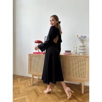 Легка сукня міді з відкритою спинкою чорного кольору 32559